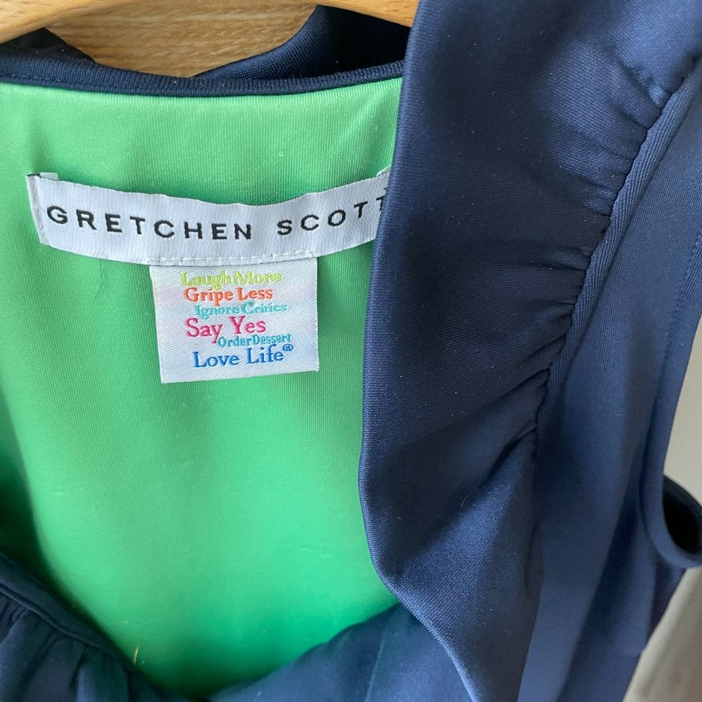 Cocktail dress, dk blue, ruffle collar